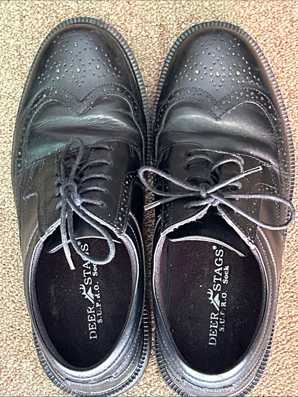 Deer Stags Black Wingtip Lace-Up Oxfords -Size 9W